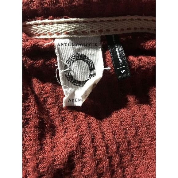 Anthropologie Akemi + Kin Waffle Weave Twist Front Burnt Orange Size Small - Picture 5 of 5